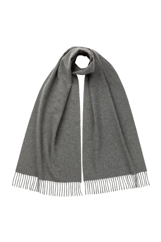 Merino Wool Mid Grey Scarf sold by Johnstons of Elgin