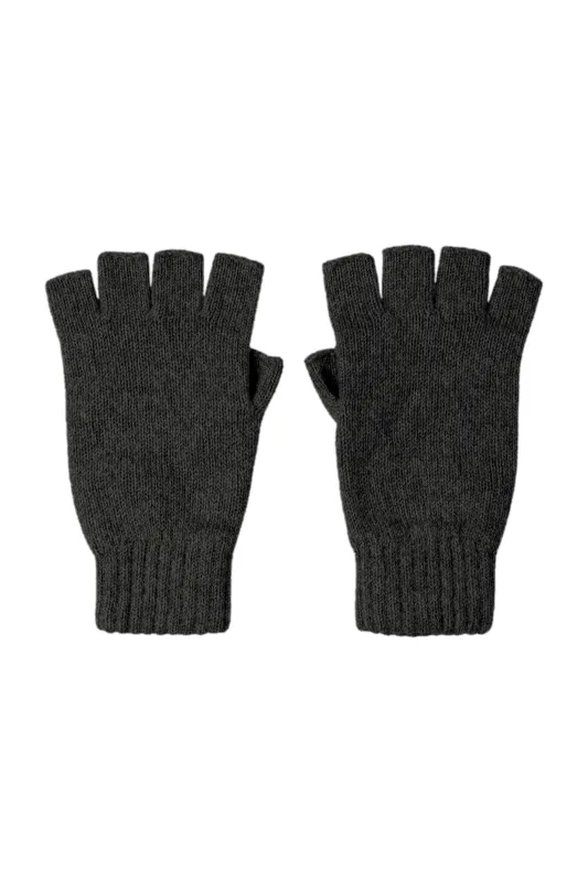 Fingerless Mid Grey Cashmere Gloves sold by Johnstons of Elgin