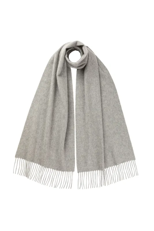Light Grey Wide Cashmere Scarf sold by Johnstons of Elgin