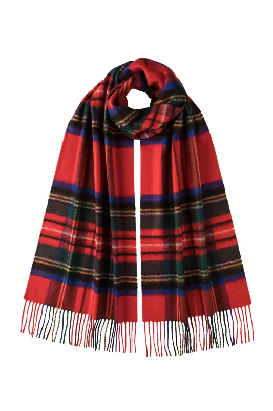 Royal Stewart Tartan Wide Cashmere Scarf sold by Johnstons of Elgin
