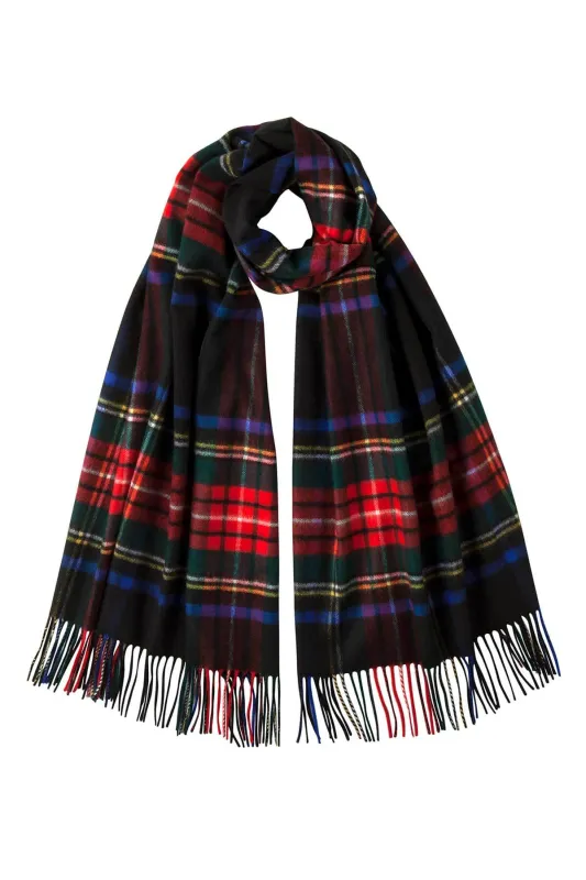 Black Stewart Tartan Cashmere Stole sold by Johnstons of Elgin