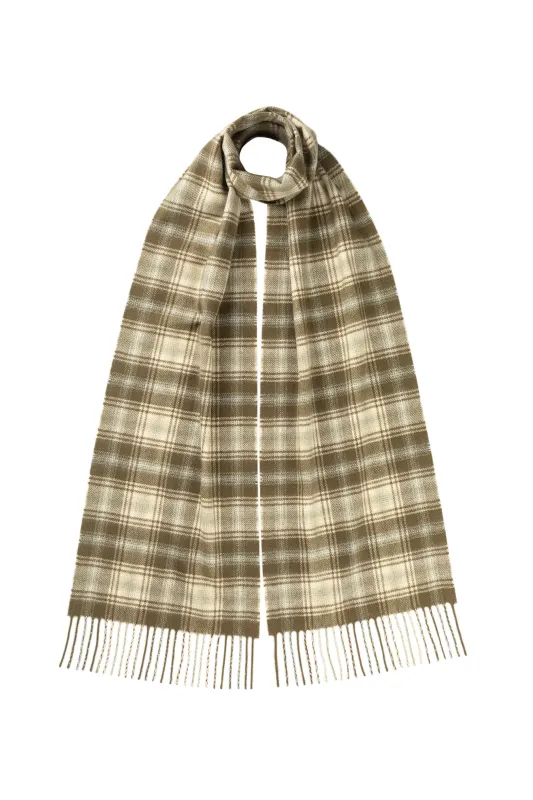 Tweed Olive Green Cashmere Scarf sold by Johnstons of Elgin
