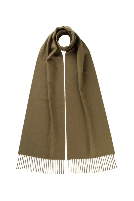 Olive Green Cashmere Scarf sold by Johnstons of Elgin