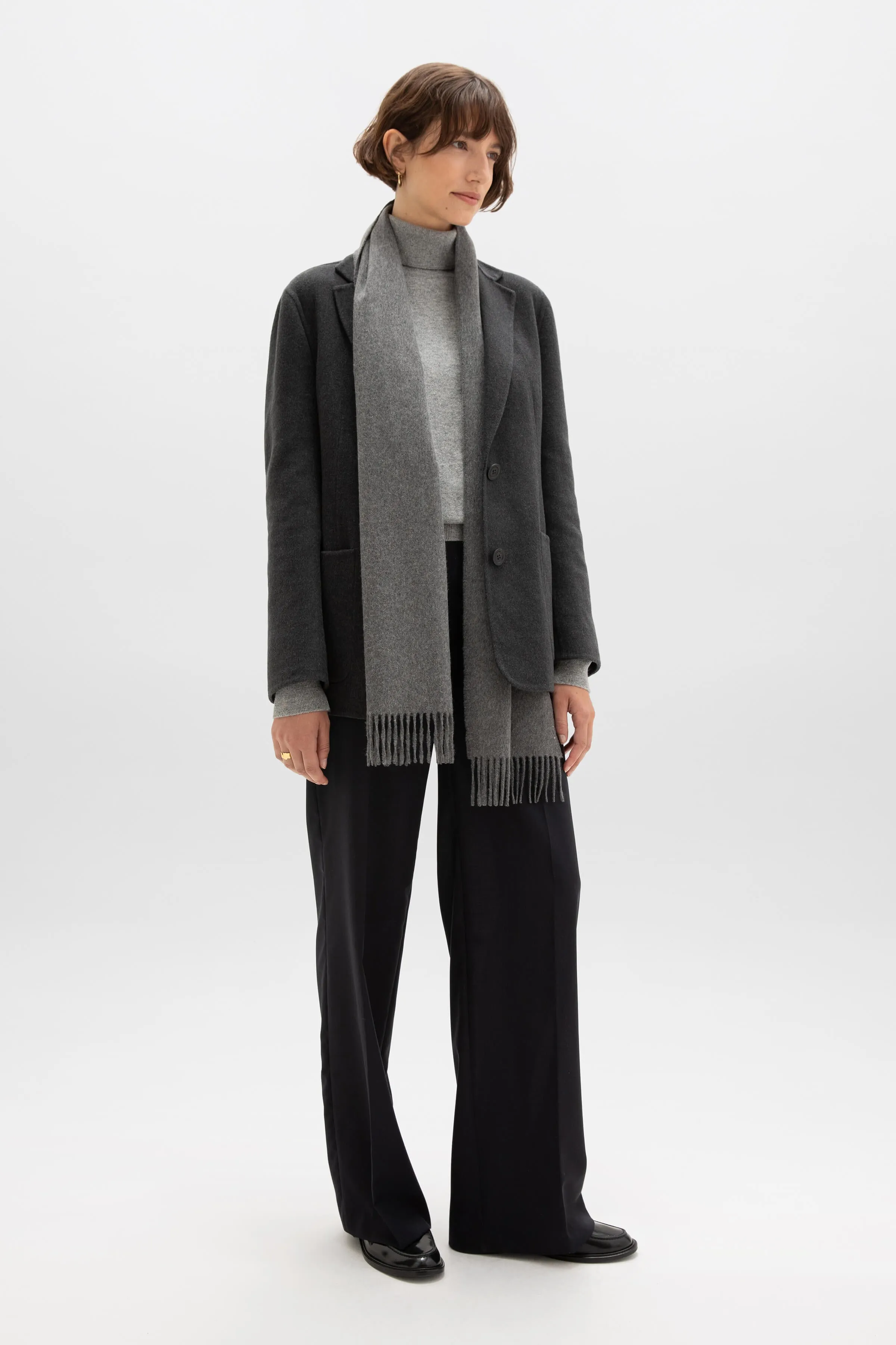 Mid Grey Cashmere Scarf sold by Johnstons of Elgin product image thumbnail 3