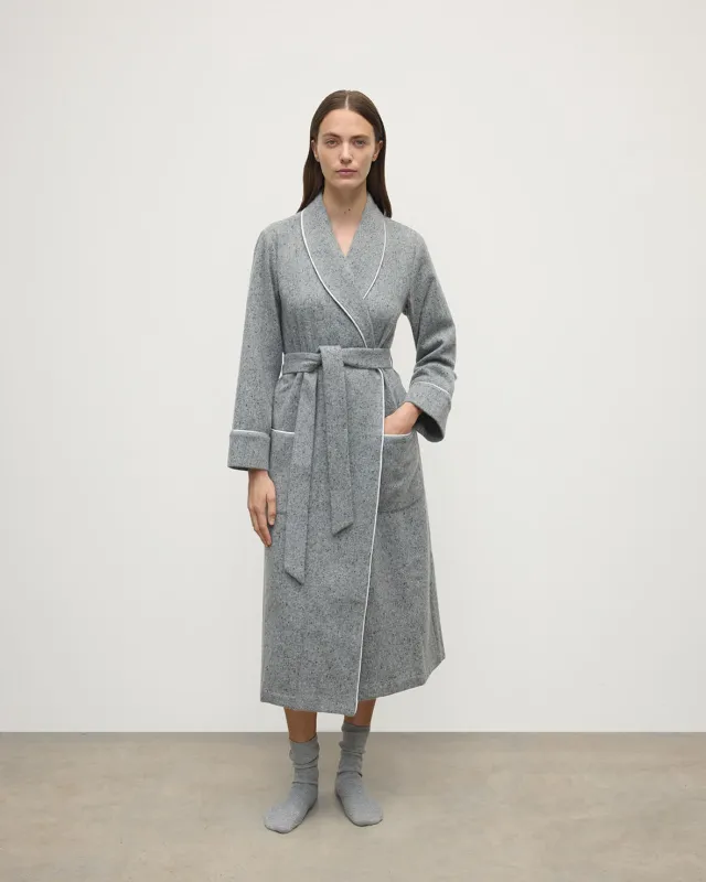 Donegal Cashmere Light Grey Dressing Gown sold by Johnstons of Elgin
