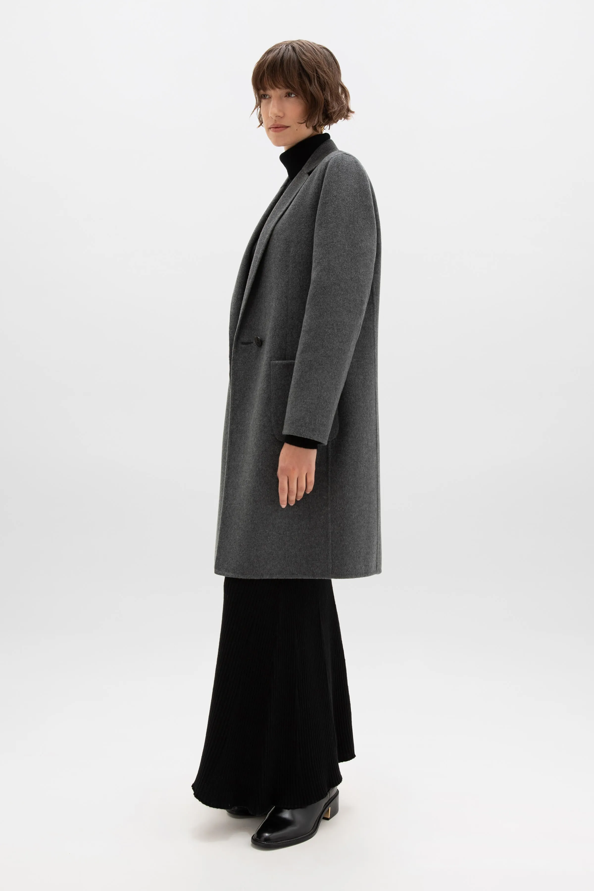 Classic Mid Grey Cashmere Coat sold by Johnstons of Elgin product image thumbnail 3