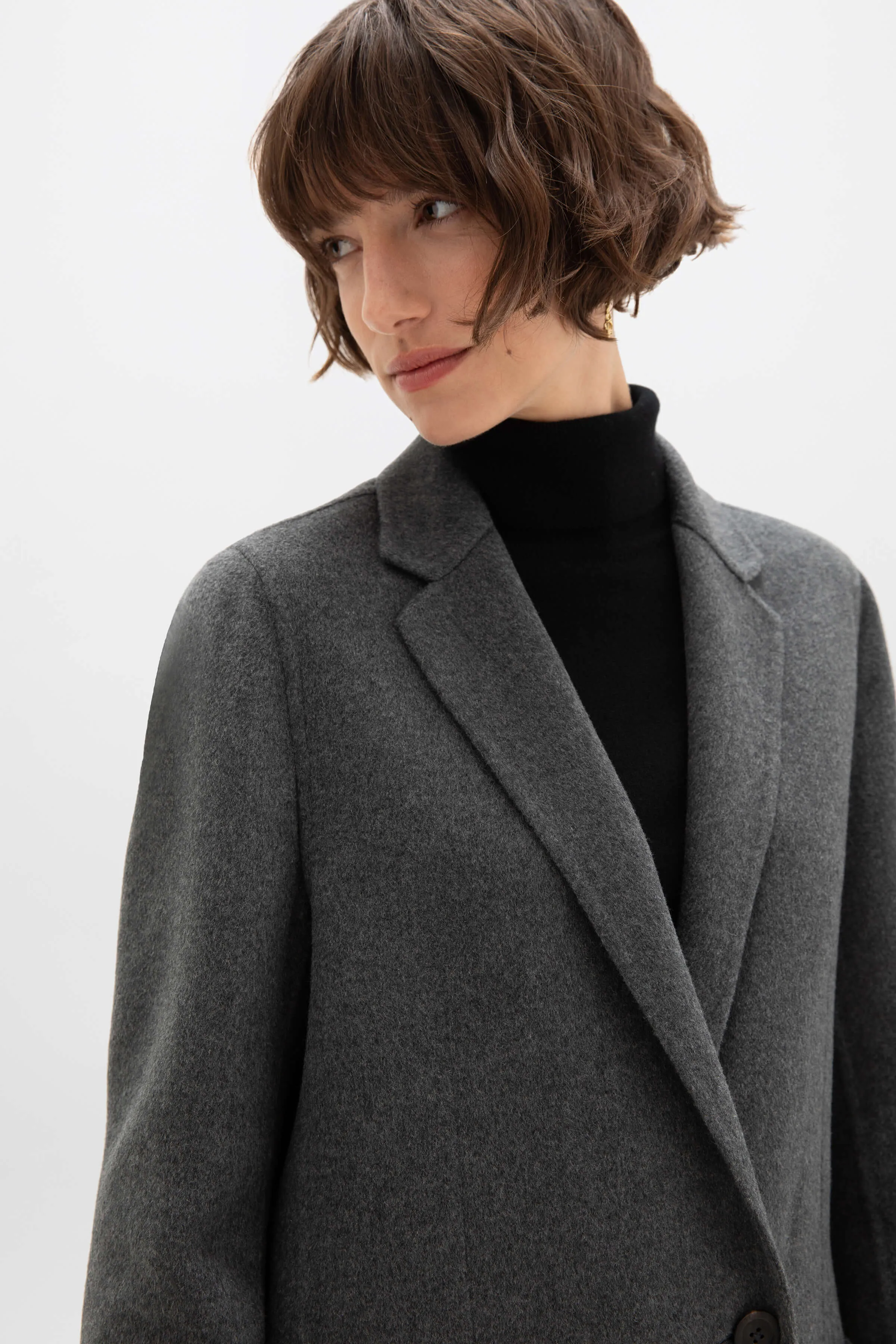 Classic Mid Grey Cashmere Coat sold by Johnstons of Elgin product image thumbnail 2