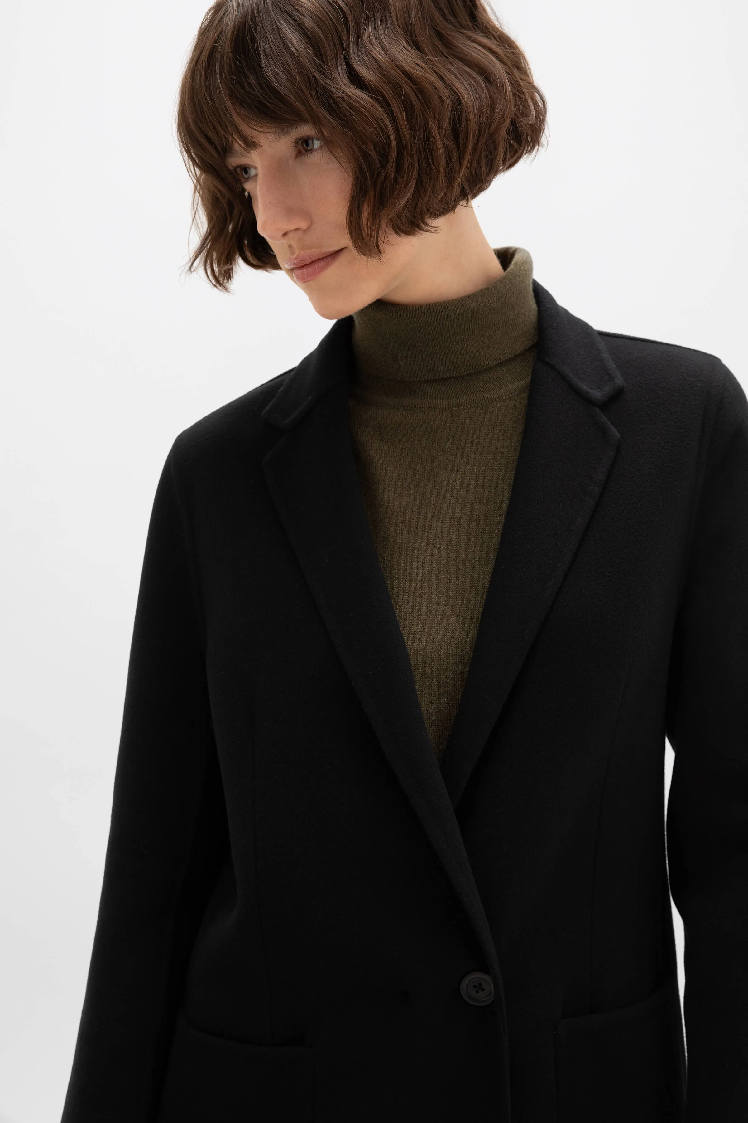 Classic Black Cashmere Coat sold by Johnstons of Elgin product image thumbnail 2