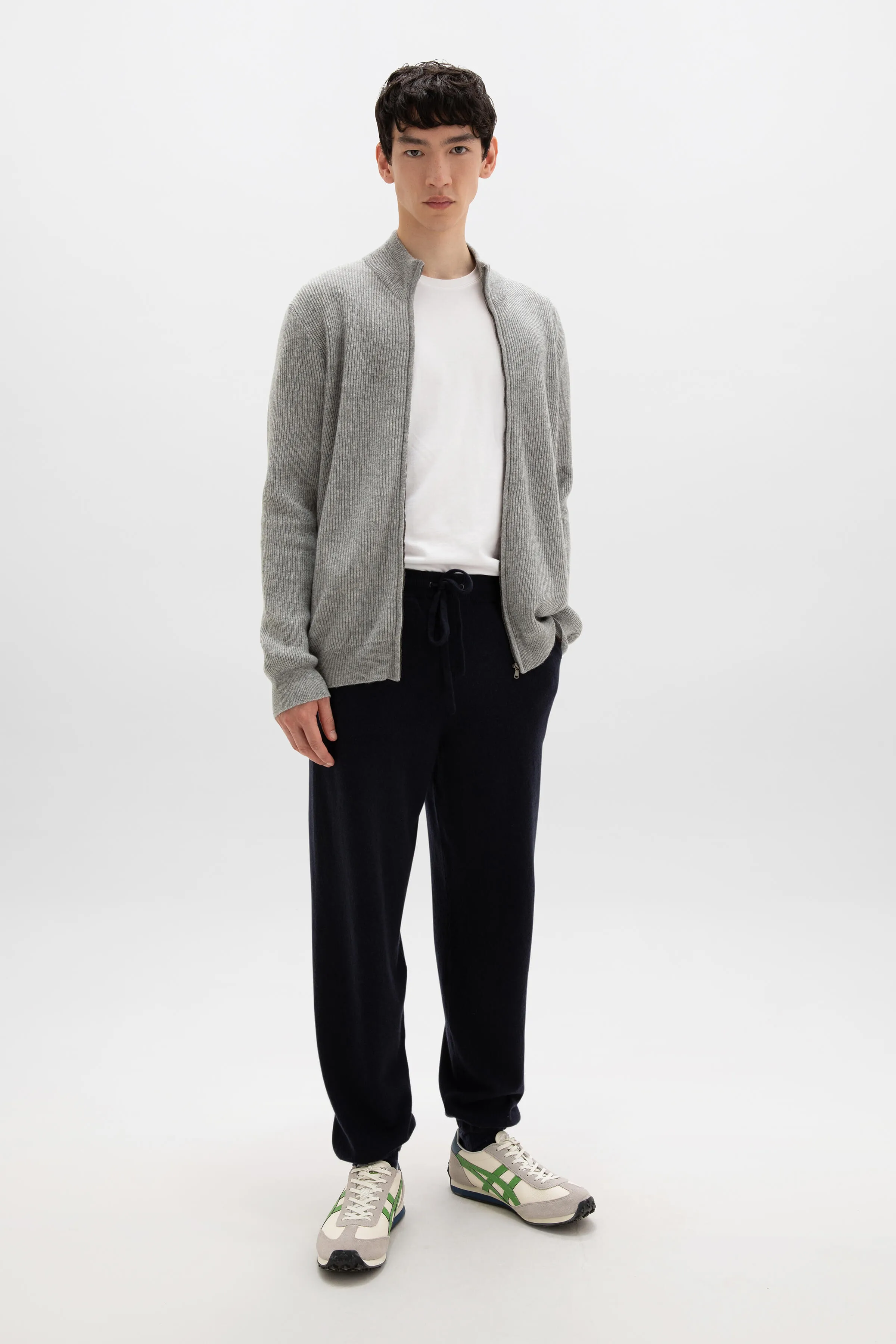 Ribbed Cashmere Light Grey Cardigan sold by Johnstons of Elgin product image thumbnail 2