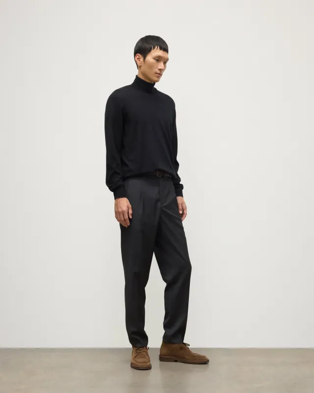 Fin Black Cashmere Roll Neck Jumper sold by Johnstons of Elgin