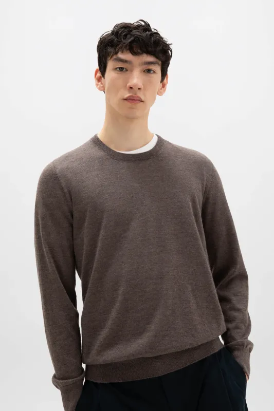 Superfine Cashmere Round Neck Brown Jumper sold by Johnstons of Elgin