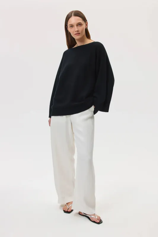 Cashmere Cape Black Jumper sold by Johnstons of Elgin