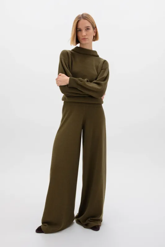 Olive Green Cashmere Trousers sold by Johnstons of Elgin