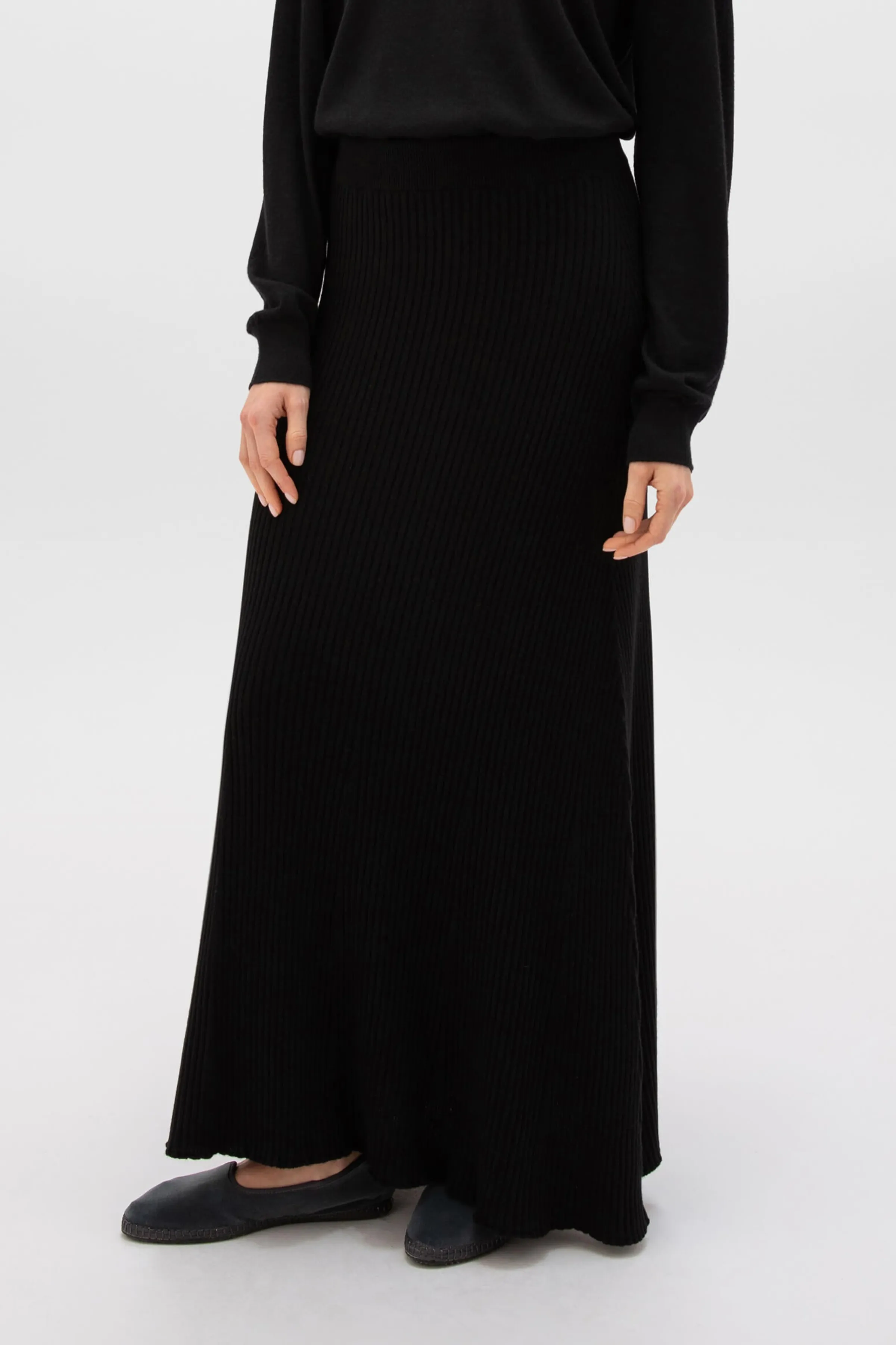 Ribbed Black Cashmere Skirt sold by Johnstons of Elgin product image thumbnail 2
