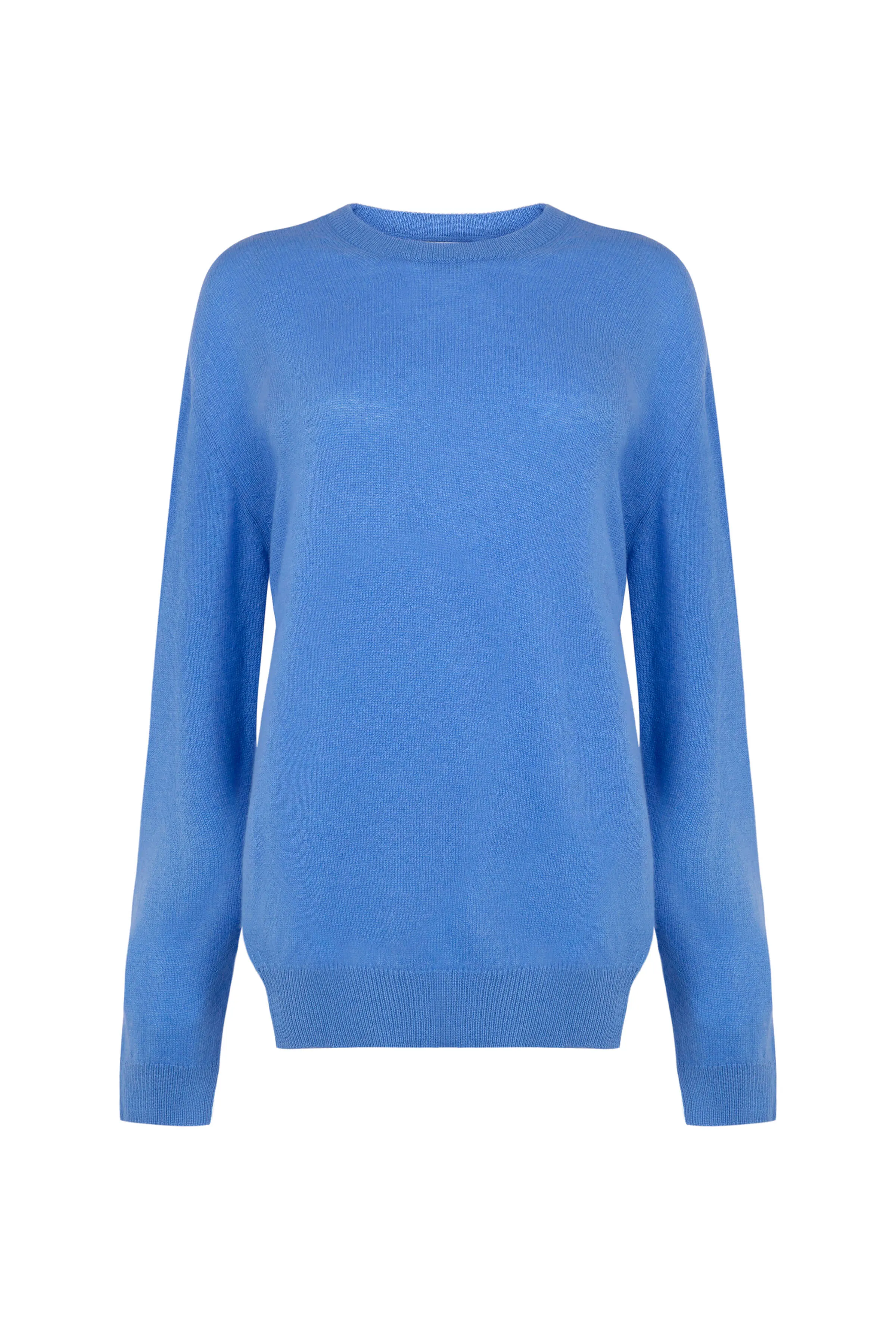 Classic Cashmere Blue Round Neck Jumper sold by Johnstons of Elgin