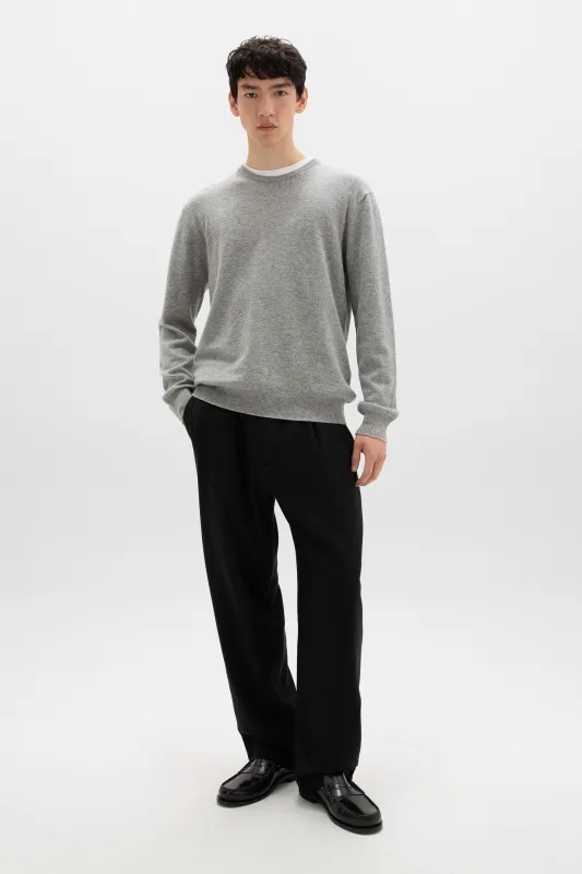Classic Cashmere Grey Round Neck Jumper sold by Johnstons of Elgin