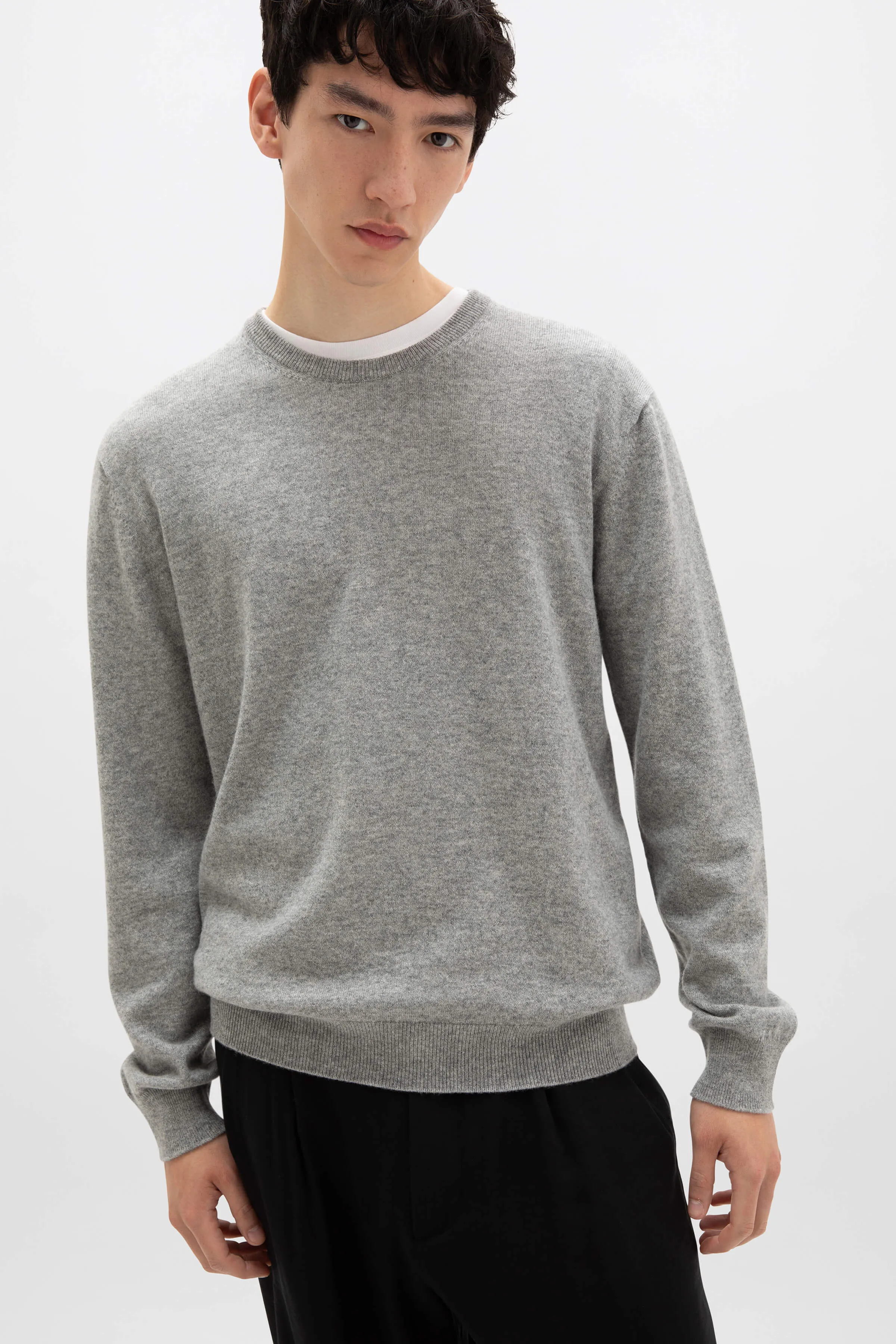Classic Cashmere Grey Round Neck Jumper sold by Johnstons of Elgin product image thumbnail 2