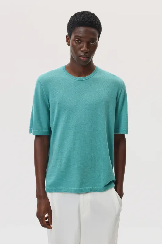 Superfine Merino Green T-Shirt sold by Johnstons of Elgin