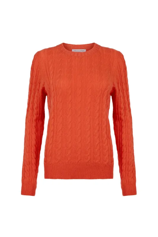 Cable Cashmere Orange Sweater sold by Johnstons of Elgin