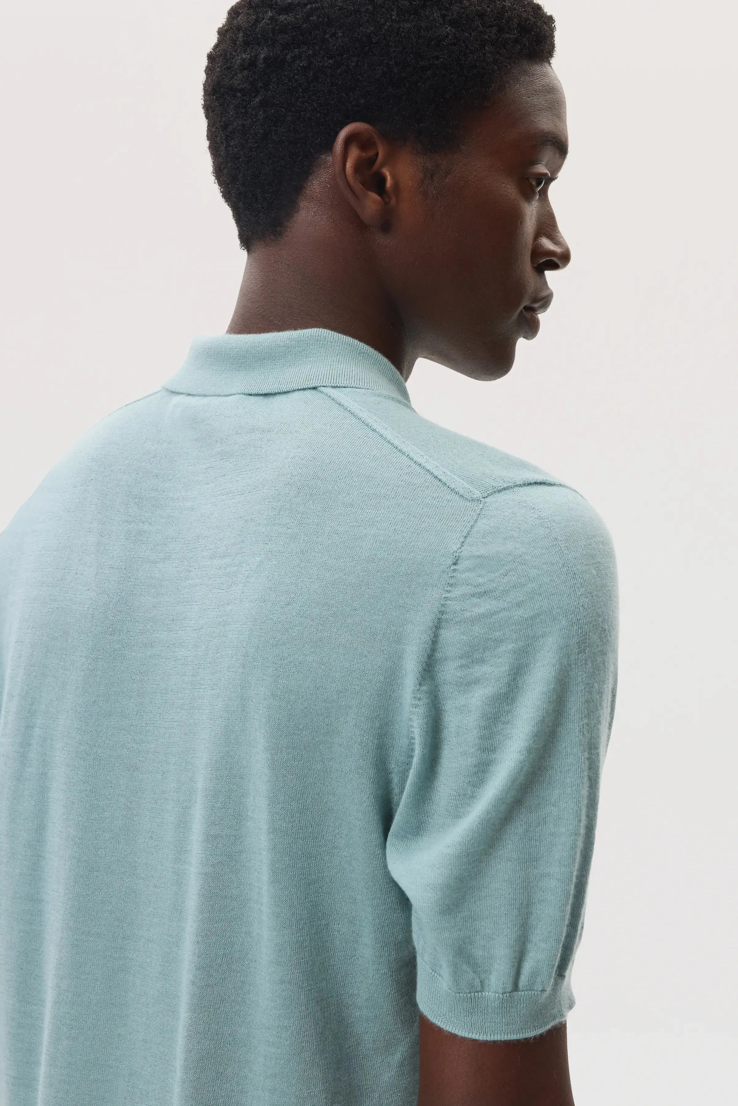 Superfine Cashmere Light Green Polo Shirt sold by Johnstons of Elgin product image thumbnail 4