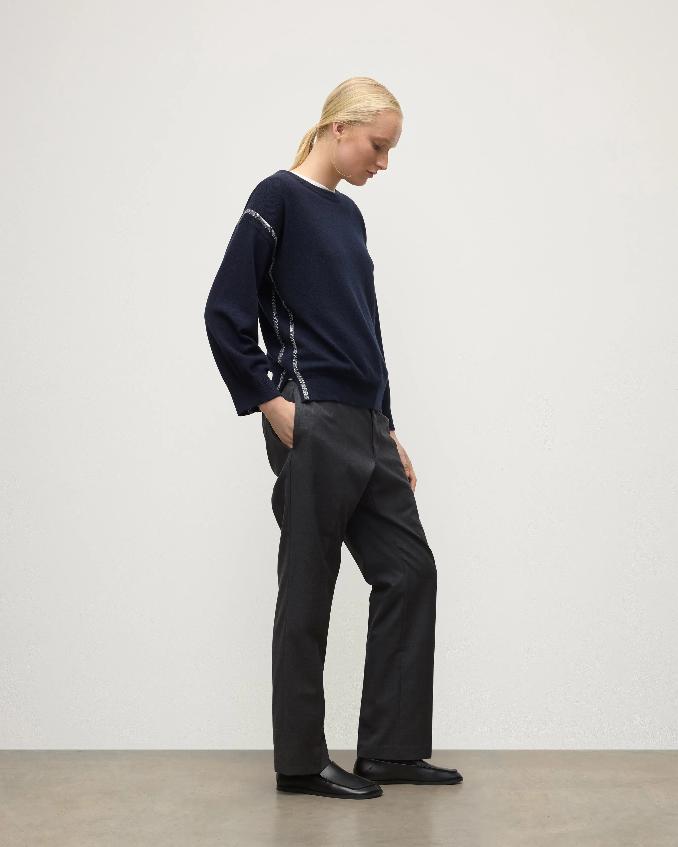 Tilda Dark Navy Cashmere Jumper sold by Johnstons of Elgin product image thumbnail 4