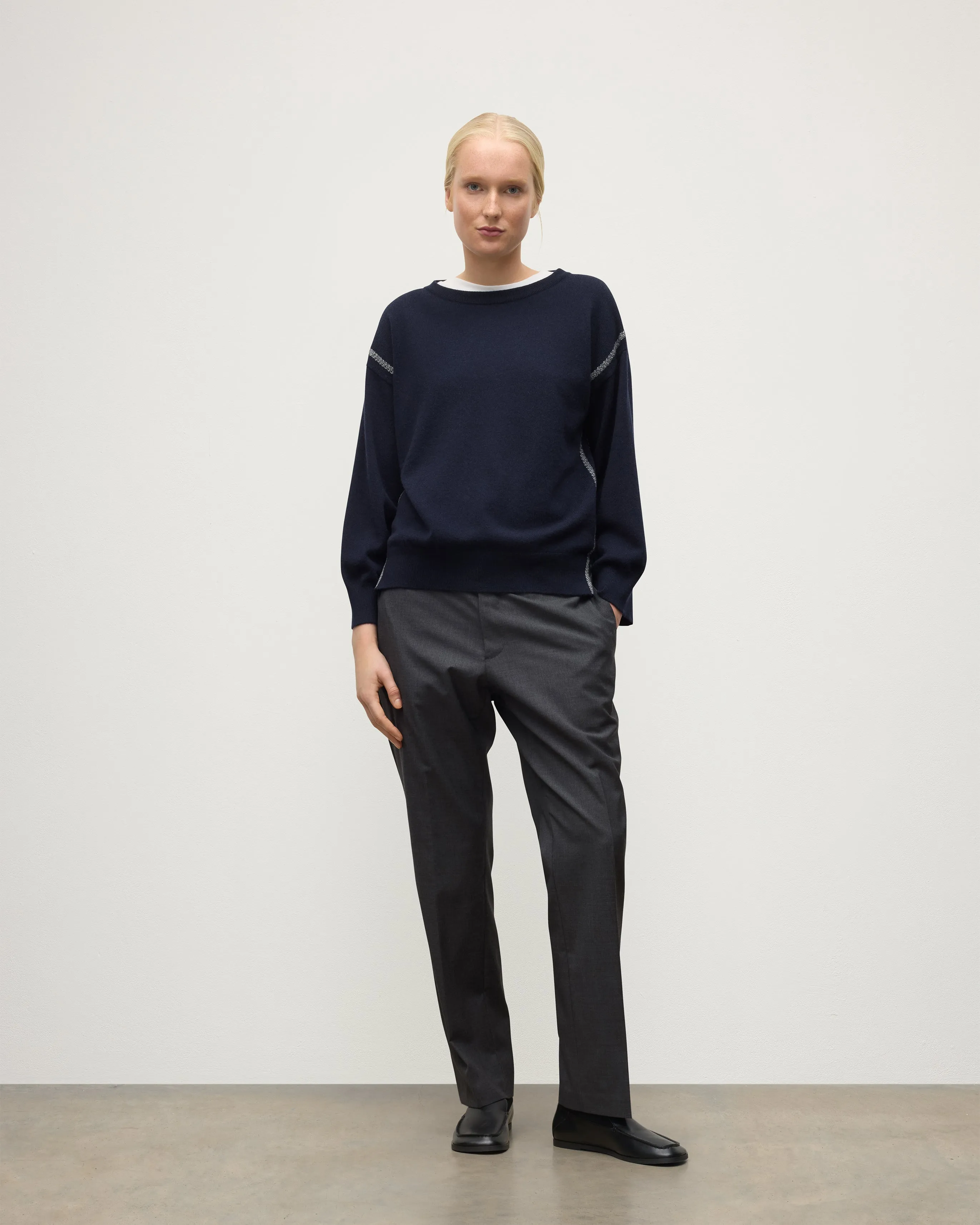 Tilda Dark Navy Cashmere Jumper sold by Johnstons of Elgin product image thumbnail 3
