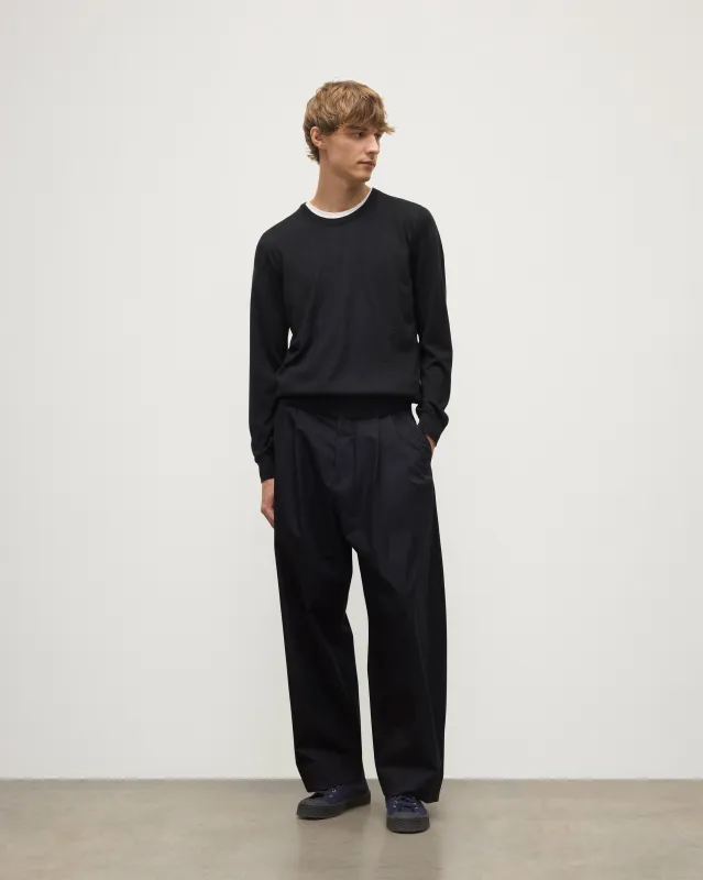 Fin Black Superfine Cashmere Jumper sold by Johnstons of Elgin