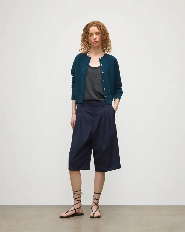 Iris Bottle Green Classic Cashmere Cardigan sold by Johnstons of Elgin