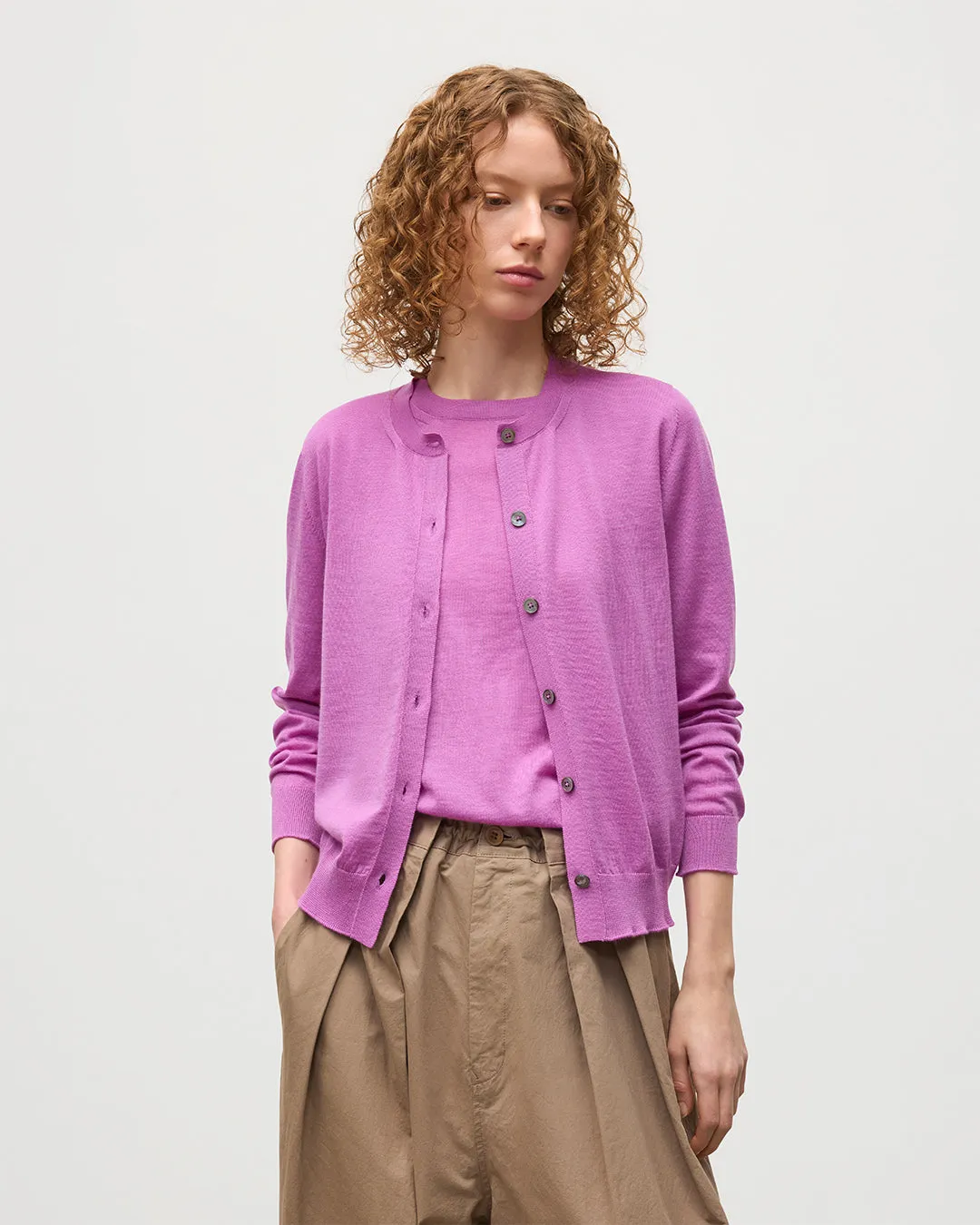 Honor Pink Superfine Cashmere Cardigan sold by Johnstons of Elgin product image thumbnail 5