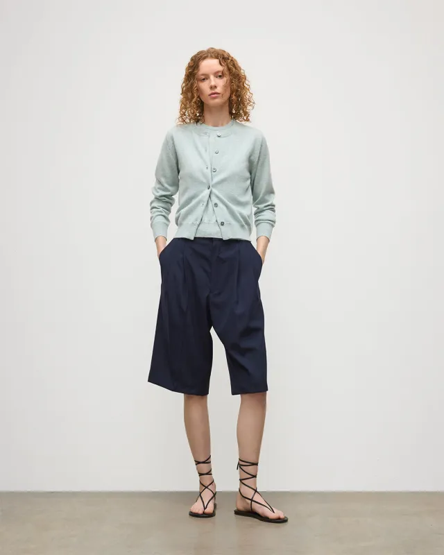 Iris Light Green Classic Cashmere Cardigan sold by Johnstons of Elgin