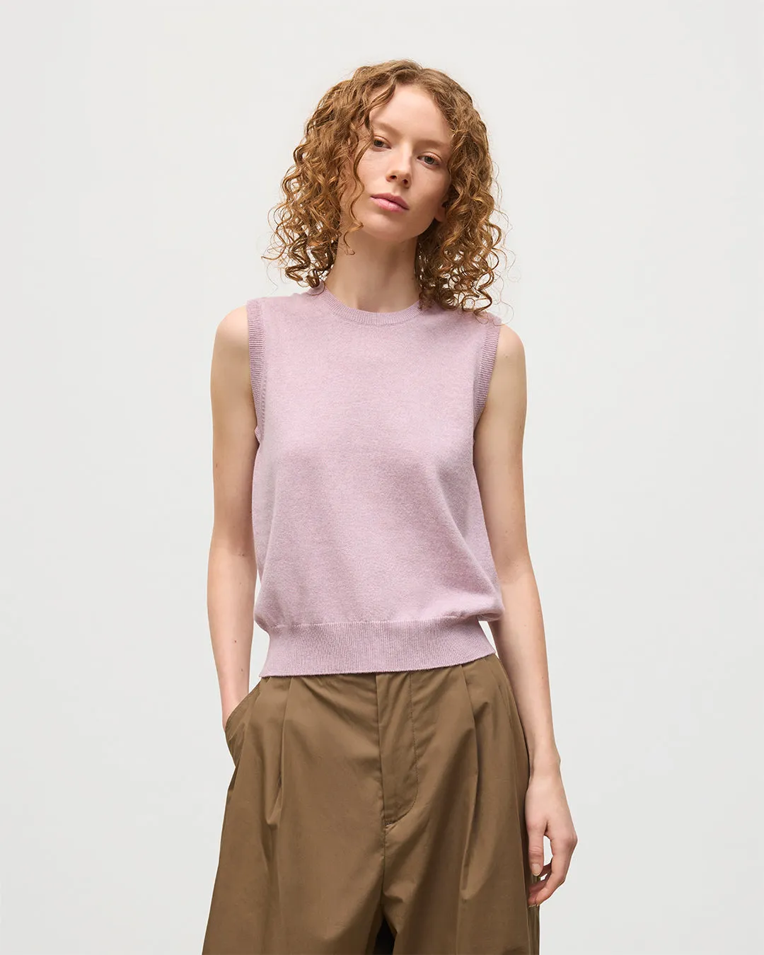 Iris Light Pink Classic Cashmere Tank sold by Johnstons of Elgin product image thumbnail 5