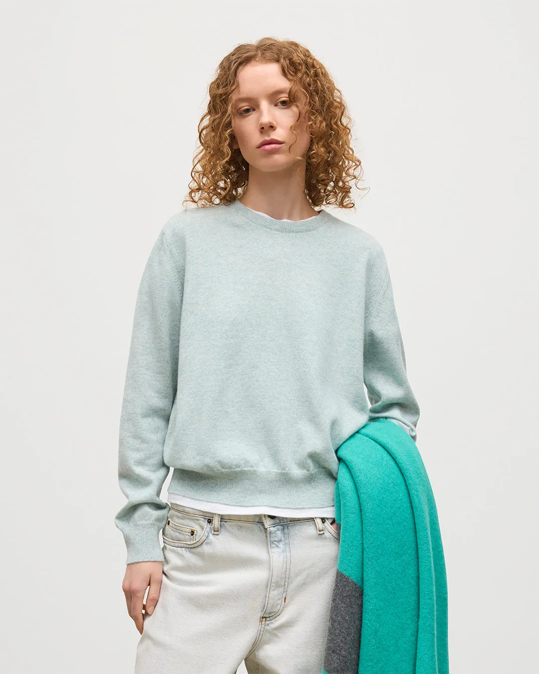 Lunan Light Green Classic Crew Jumper sold by Johnstons of Elgin product image thumbnail 5