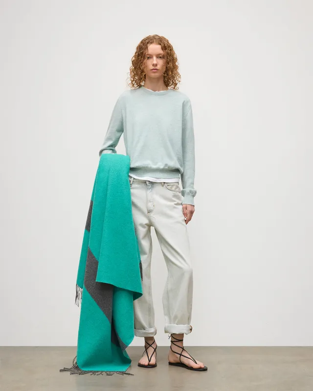 Lunan Light Green Classic Crew Jumper sold by Johnstons of Elgin