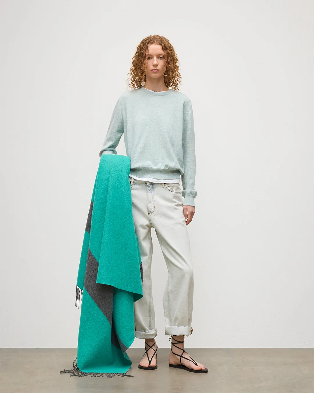 Lunan Light Green Classic Crew Jumper sold by Johnstons of Elgin