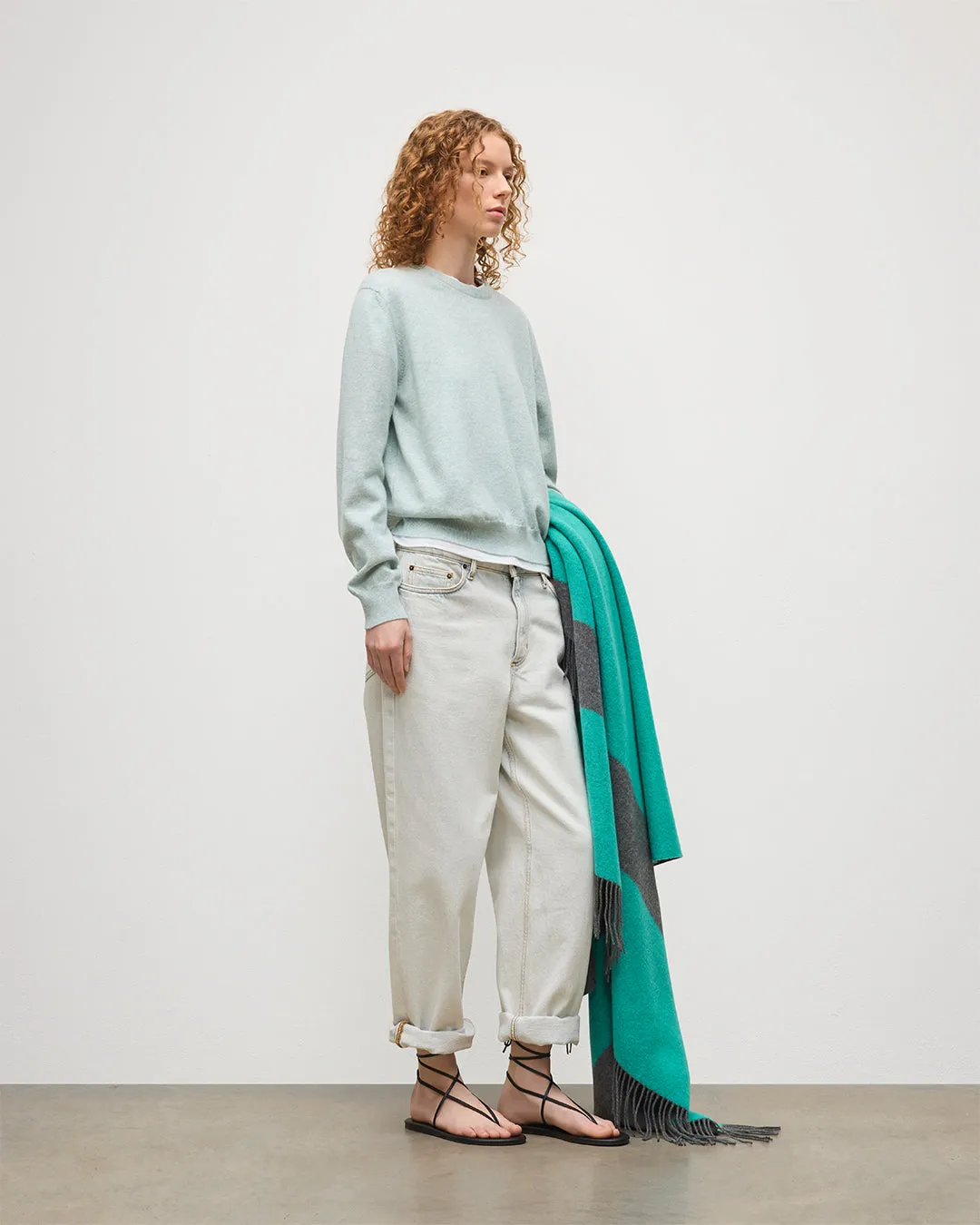 Lunan Light Green Classic Crew Jumper sold by Johnstons of Elgin product image thumbnail 3