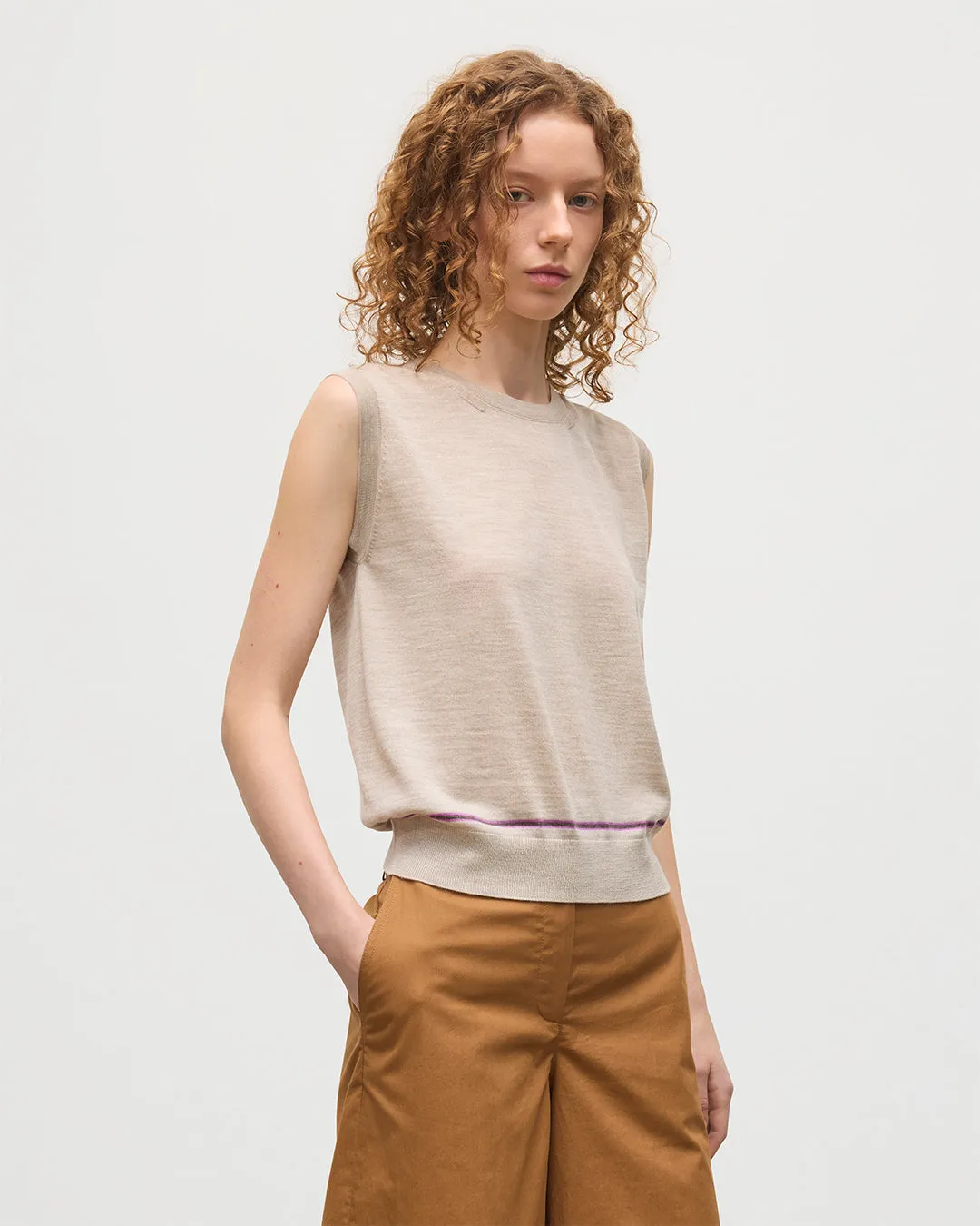 Brae Natural Merino Sleeveless Tank sold by Johnstons of Elgin product image thumbnail 5