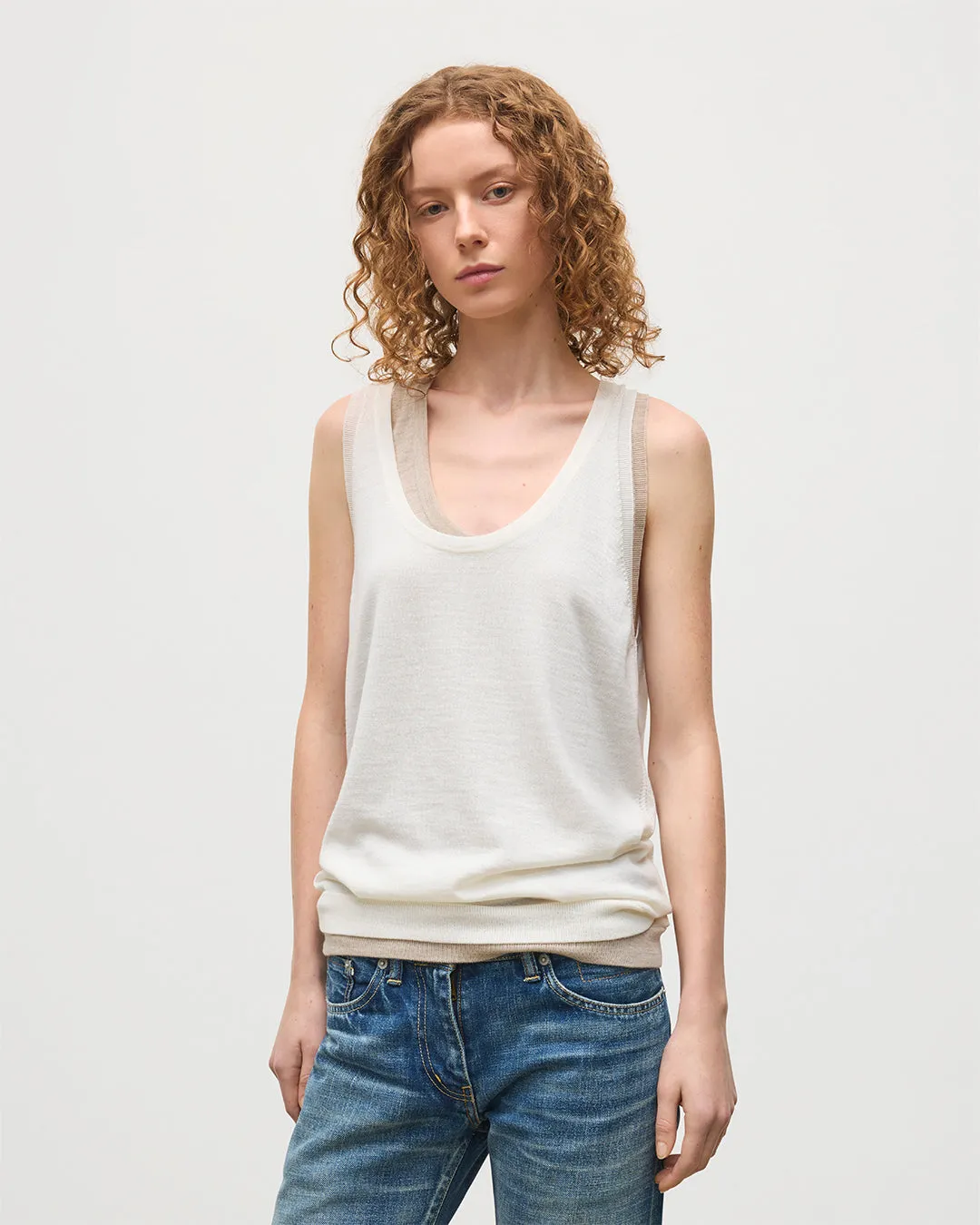Greer White Merino Vest sold by Johnstons of Elgin product image thumbnail 5