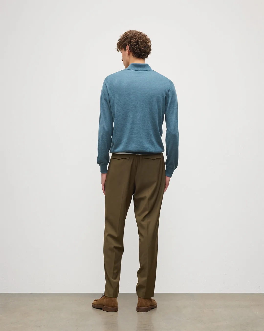 Fin Blue Superfine Cashmere Polo Shirt sold by Johnstons of Elgin product image thumbnail 4