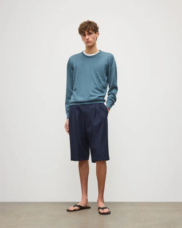 Fin Blue Superfine Cashmere Jumper sold by Johnstons of Elgin