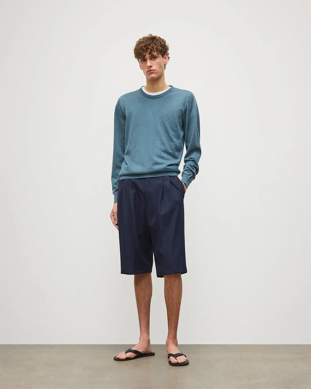 Fin Blue Superfine Cashmere Jumper sold by Johnstons of Elgin