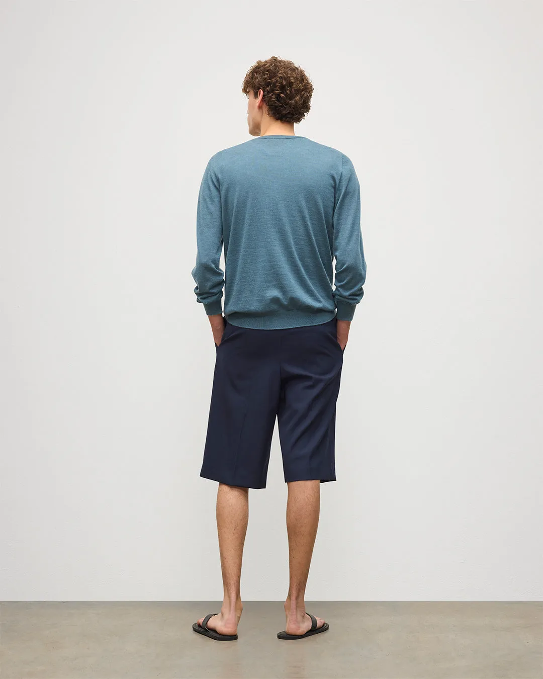 Fin Blue Superfine Cashmere Jumper sold by Johnstons of Elgin product image thumbnail 4