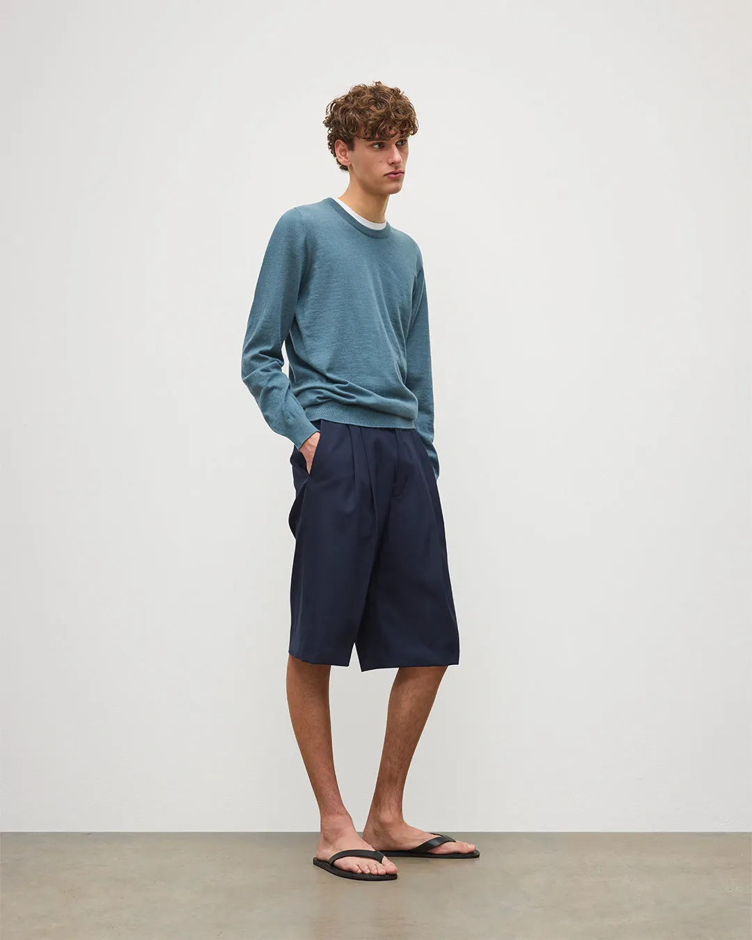 Fin Blue Superfine Cashmere Jumper sold by Johnstons of Elgin product image thumbnail 3