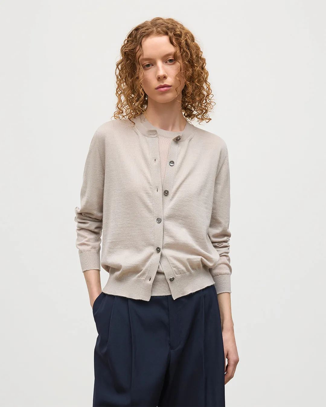 Honor Cream Superfine Cashmere Cardigan sold by Johnstons of Elgin product image thumbnail 5