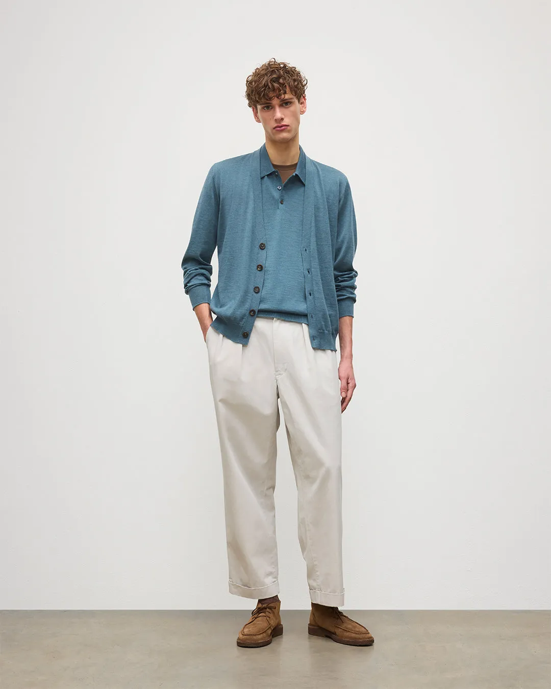 Forsyth Blue Superfine Cashmere Cardigan sold by Johnstons of Elgin