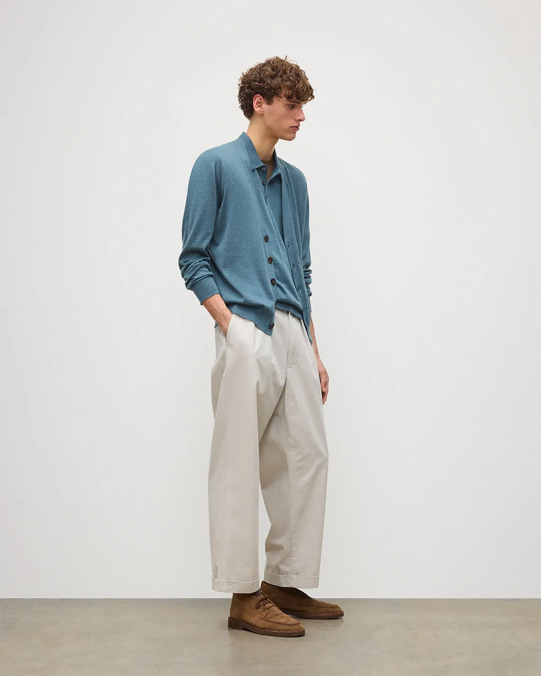 Forsyth Blue Superfine Cashmere Cardigan sold by Johnstons of Elgin product image thumbnail 3