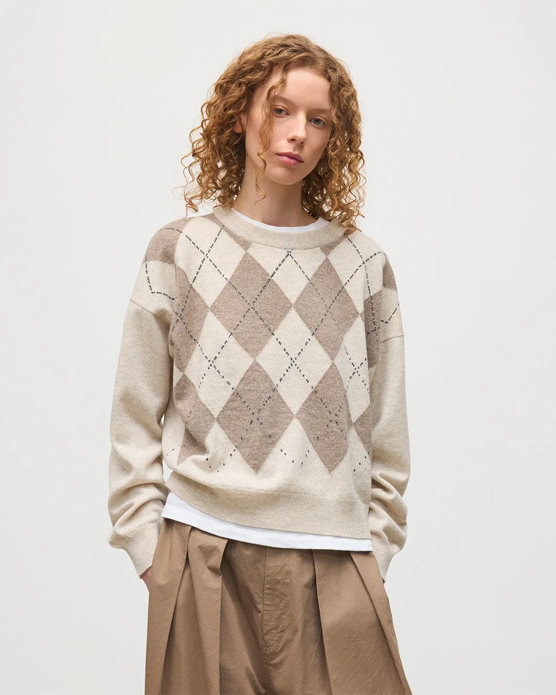 Clan Natural Argyle Cashmere Jumper sold by Johnstons of Elgin product image thumbnail 5