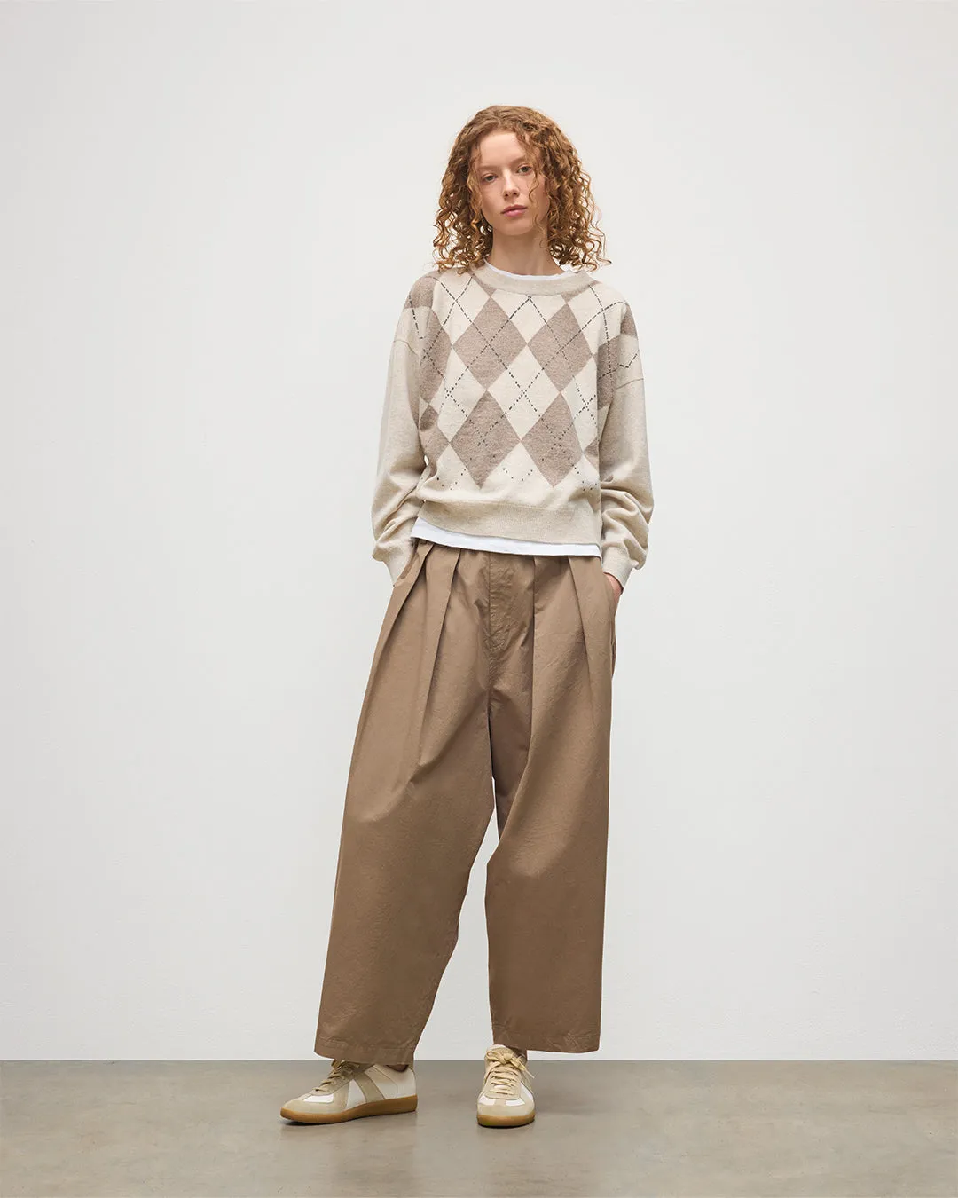 Clan Natural Argyle Cashmere Jumper sold by Johnstons of Elgin