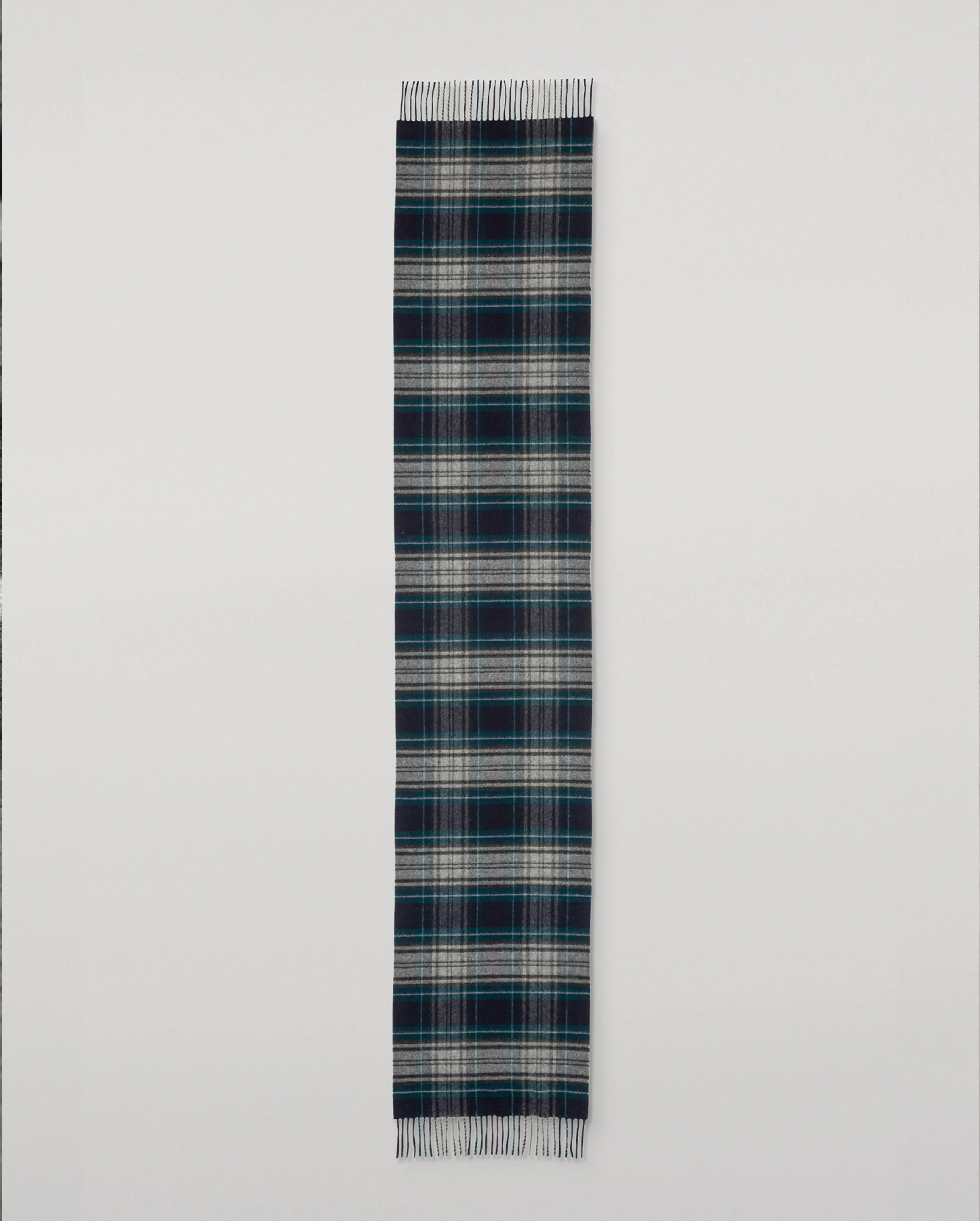 Doune Vintage Check Navy Merino Scarf sold by Johnstons of Elgin product image thumbnail 4