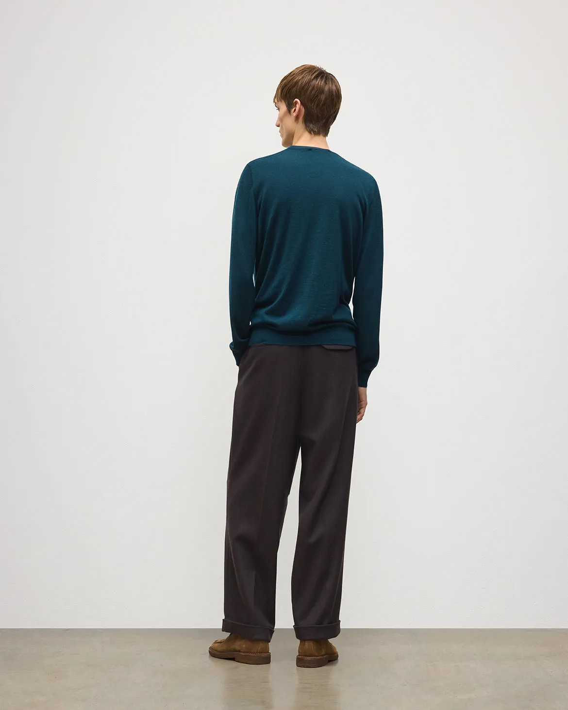 Fin Bottle Green Superfine Cashmere Jumper sold by Johnstons of Elgin product image thumbnail 4
