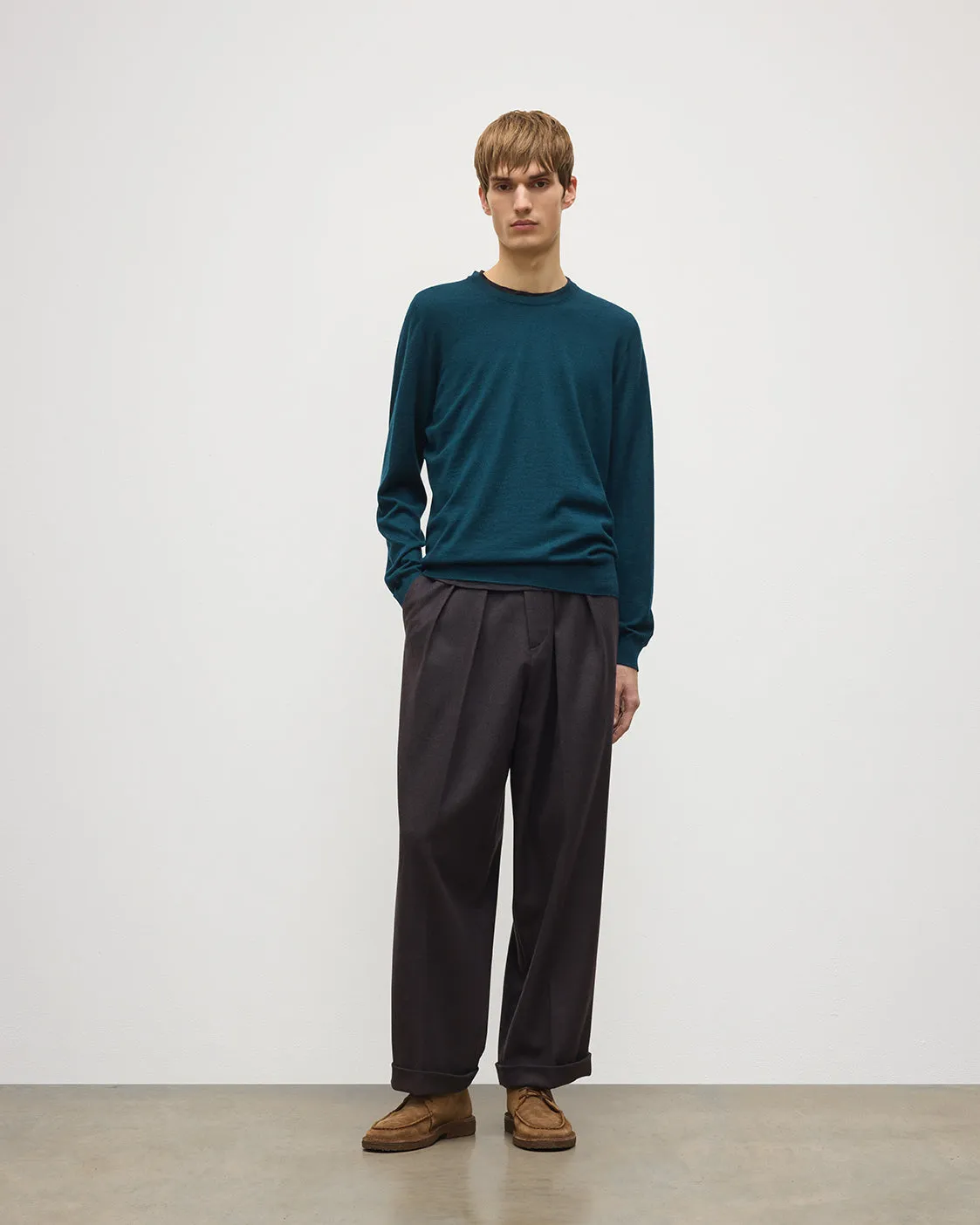 Fin Bottle Green Superfine Cashmere Jumper sold by Johnstons of Elgin